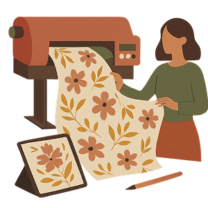 Digital printed fabric by Azooni Prints in vibrant colors